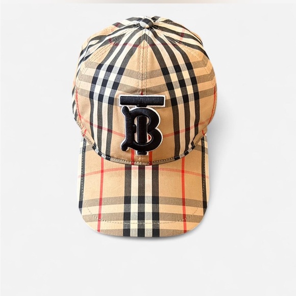 Burberry Tan and Black Plaid Logo Cap - Picture 1 of 4